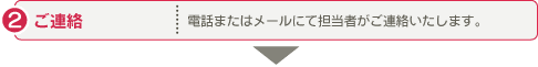 ご連絡：電話またはメールにて担当者がご連絡いたします。